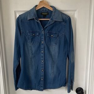 Eddie Bauer Blue Denim Button Down Shirt